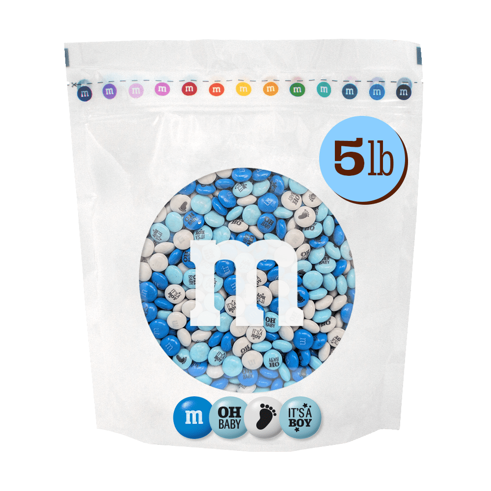 M&M'S It's A Boy Milk Chocolate Candy, Baby Shower or Gender Reveal Candy, 5lb Resealable Bulk Bag