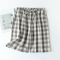 thumbnail image 2 of MIUOWANP Women's Elastic Waist Shorts Cotton Simple Style Drawstring Waist Shorts Checkered Print Straight Leg Shorts Size L(8)Gray, 2 of 3