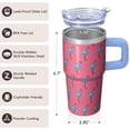 thumbnail image 3 of Flamingo Stainless Steel Insulated Coffee Tumbler with Handle 20OZ Mug Cup Leak Resistant Double Wall Vacuum Keeps Drinks Hot Cold Gifts for Women Girls on Birthday Christmas Summer, 3 of 6