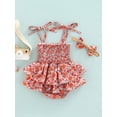 thumbnail image 4 of Coduop Baby Girl Romper Spaghetti Strap Sleeveless Floral Romper Dress Headband, 4 of 7