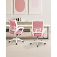 thumbnail image 2 of Office Desk Computer Chair Ergonomic Mesh Gaming Mid Back Seat with Comfy Lumbar Support Adjustable Height Swivel for Home Task (Pink), 2 of 7