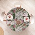 thumbnail image 4 of Ambesonne Spring Fitted Round Tablecloth, Painting Look Summer Floral, 45"- 56" Diameter, Olive Green and Pale Ruby, 4 of 5