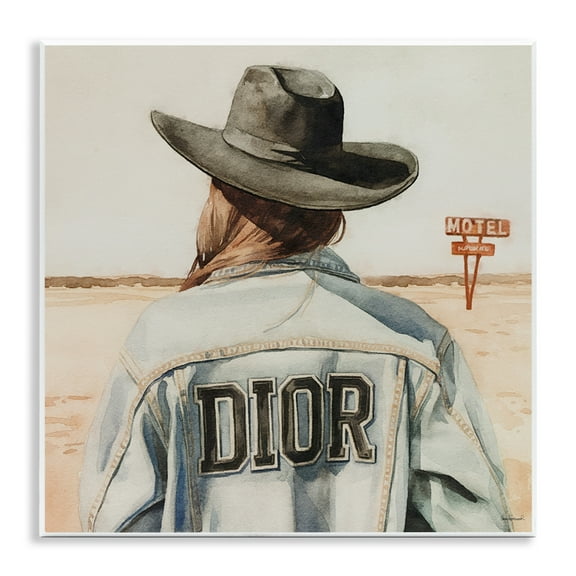 Stupell Industries Glam Cowgirl in Desert People Painting Unframed Art Print Wall Art, 12 x 12