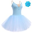 thumbnail image 2 of IBTOM CASTLE Ballet Dance Dress for Women Sleeveless Shiny Rhinestone Decorated Tulle Tutu Skirt Dancewear S Blue, 2 of 6