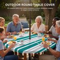 thumbnail image 3 of Round Outdoor Tablecloth with Umbrella Hole and Zipper, Teal Stripes Tablecloth with Elastic Waterproof, Modern Minimalist Horizontal Ombre Lines Patio Table Covers for 36" - 44" Picnic Pool Tables, 3 of 9