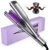 NEXPURE 1.25 Inch Hair Crimper Waver, 3 Barrels Deep Waver Hair Curler, Ceramic Curling Iron for Women, 10S Heat up, Anti-Scald, Purple