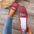 thumbnail image 3 of Loafers for Women Comfortable Slip On Business Work Flats Shoes Casual Loafer Flat Sole Women's Casual Plus Size Loafers with Metal Chain, 3 of 9