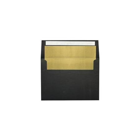 UPC: 0848614212552 | LUX A7 Foil Lined Invitation Envelopes 5 1/4 x 7 1/4 Black w/Gold Lining FLBK4880-04-500