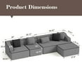 thumbnail image 5 of SUMMIT LIVING 134" Modular Sectional Sofa with Deep Seat, L-Shaped Comfy Corduroy Cloud Couch with Ottoman, No Assembly Required, Dark Gray, 5 of 5