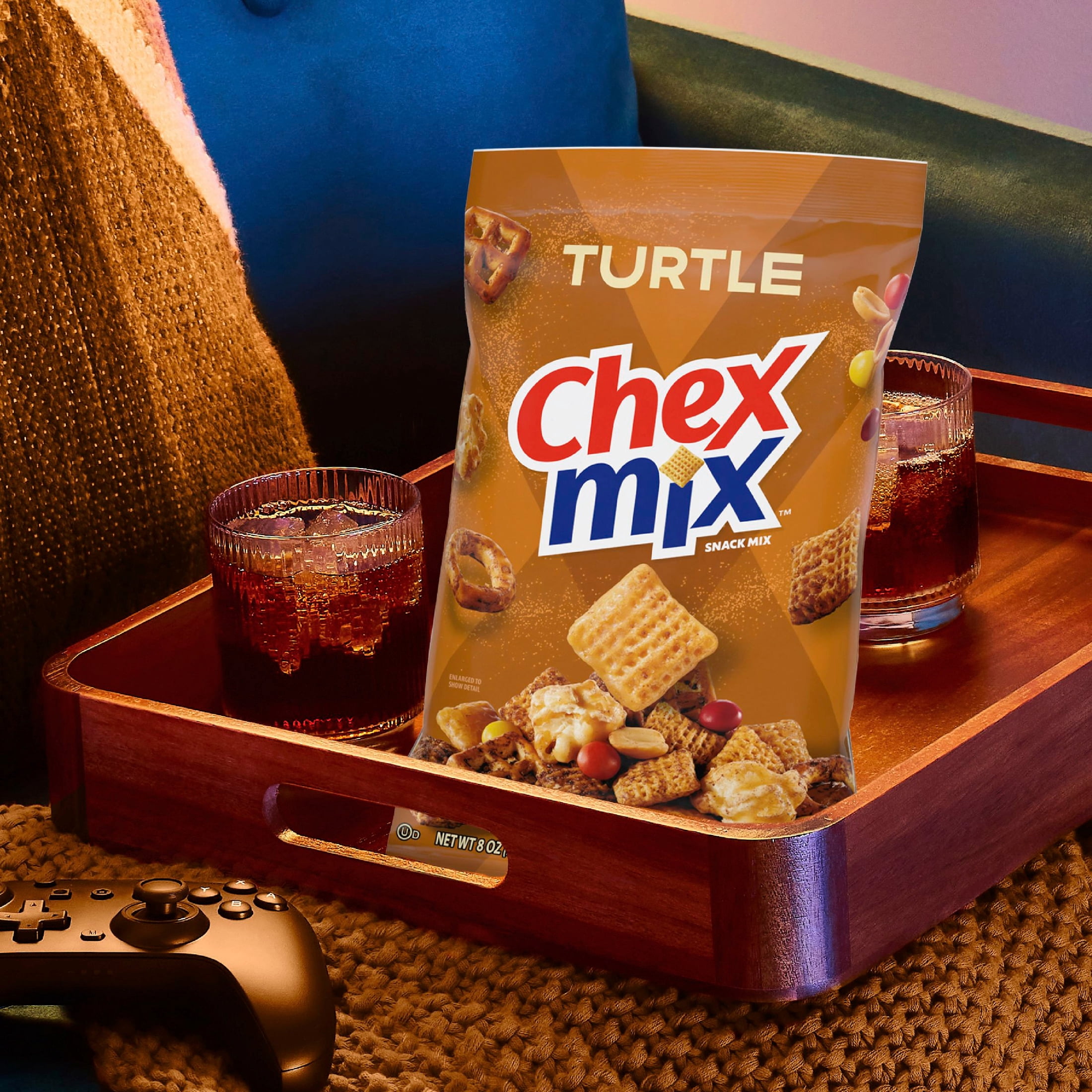 (3 pack) Chex Mix Turtle Snack Mix, Indulgent Snack Bag, Family Size, 13.5 oz