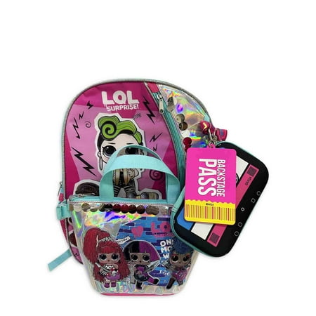 L.O.L Surprise! Girls' Pink Backpack with Lunch Bag 4-Piece Set