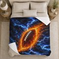 thumbnail image 4 of Fiery Football Electric Lightning Storm Sports Fan, Mystical Celestial Scene, Warm Flannel Blanket for Living Room and Bedroom, Celestial Art Lovers Housewarming Gift, Celestial Home Decor, 4 of 7