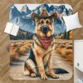 thumbnail image 4 of Welcome Fall Western Cowboy German Shepherd Enjoys Majestic Autumn Cozy Sherpa Blanket Alsatian Dog Lover Gifts Warm Soft Throw Blanket - 01007, 4 of 5