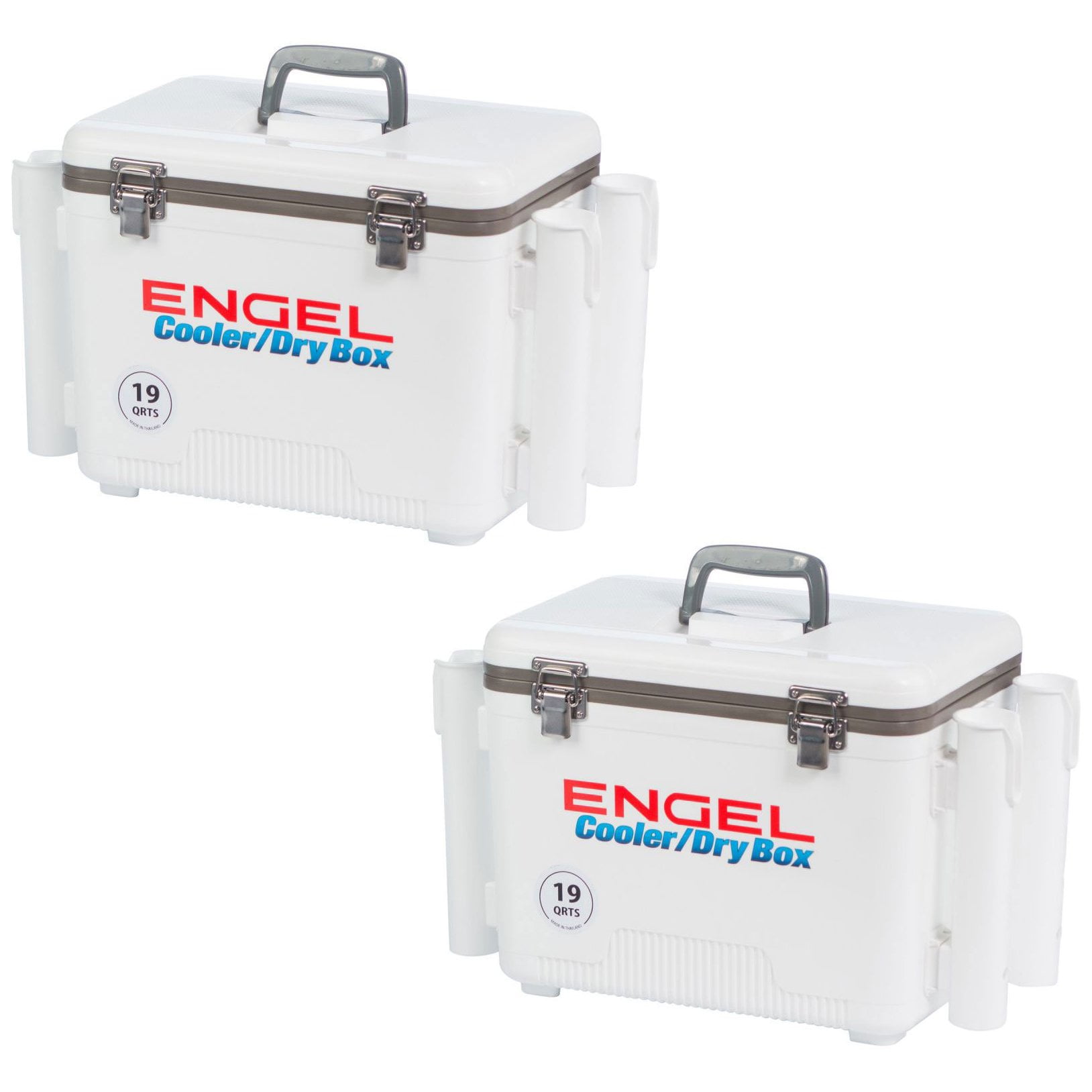 30Qt. White Engel Coolers Live Bait Cooler with Net & Four Rod Holders