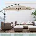 thumbnail image 2 of Patio Offset Umbrella with Easy Tilt Adjustment,Crank and Cross Base, Outdoor Cantilever Hanging Umbrella, Sunshade Umbrella Canopy, Khaki, 2 of 8