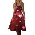 thumbnail image 5 of Valentines Day Sleeveless Vintage Dress Heart Print Pattern Casual A-line Midi Summer Dresses Light pink L, 5 of 5