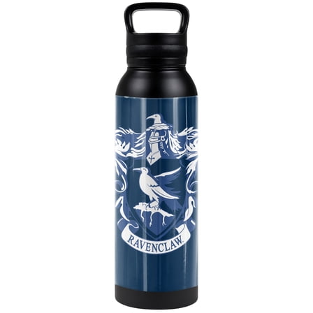 Harry Potter Official Ravenclaw Crest 24 oz Insulated Canteen Water Bottle, Leak Resistant, Vacuum Insulated Stainless Steel with Loop Cap