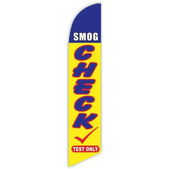 Cobb Promo Smog Test Only Yellow Advertising Feather Flag 12ft - Replacement Flag Only Without Poleset