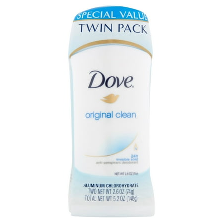 Dove Original Clean Antiperspirant Deodorant 2.6 oz, Twin Pack