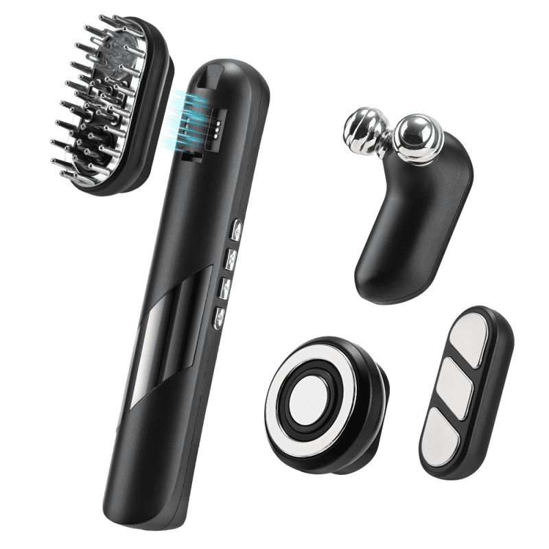 4-in-1 Electric Scalp Massager & Facial Massager – Upgraded Electric Hair Massage Brush with 3 Vibration Modes & Red Light for Face Scalp Body Use Home Travel Relaxation, Gifts for Women