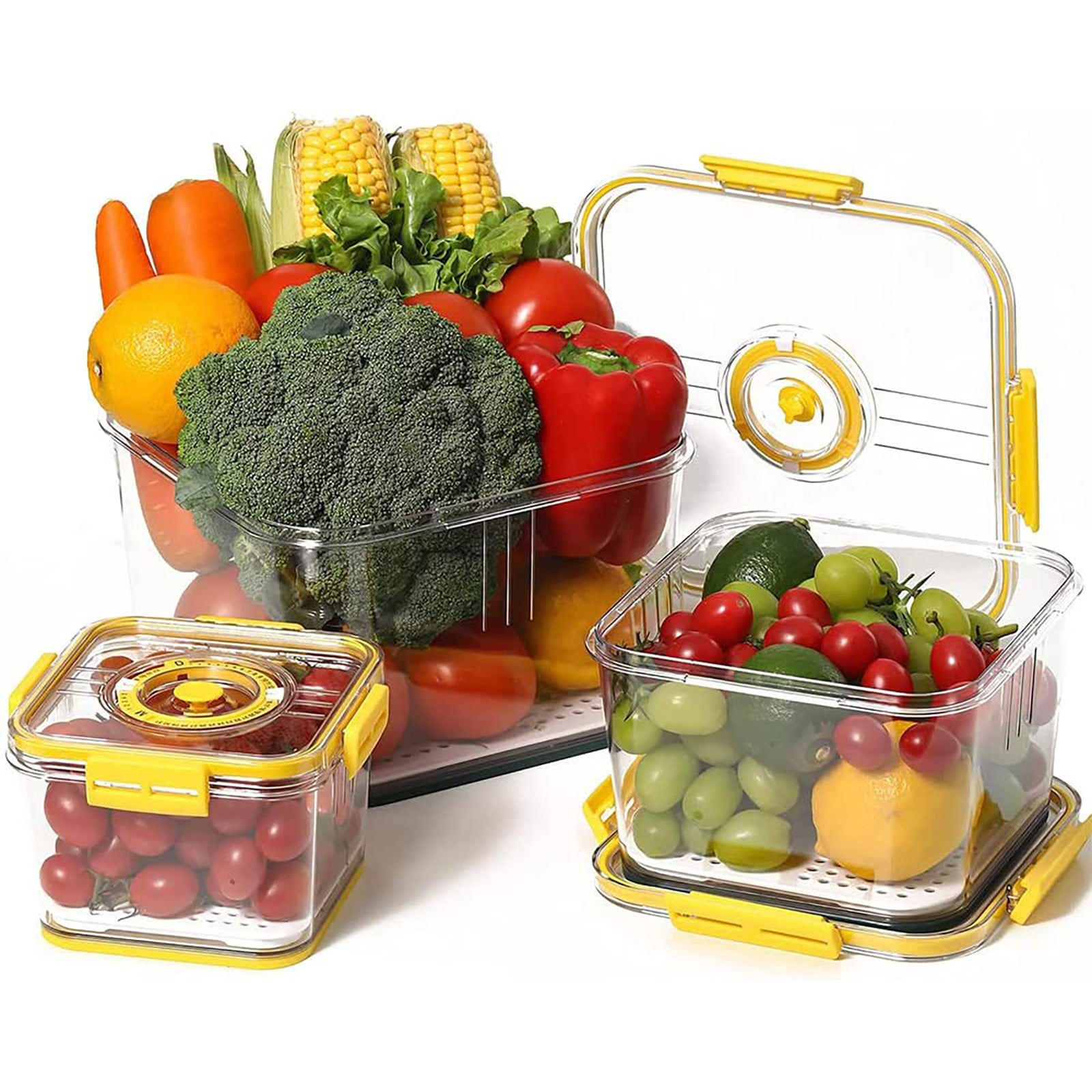 Fresh Produce Vegetable Fruit Storage Containers With Time Recording Fridge Storage Container Container And Fridge Organizers