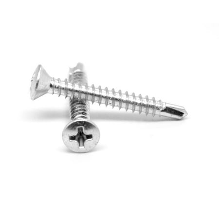 

#8-18 x 1 (FT) BSD Thread Self Drilling Screw Phillips Oval Head #2 Point Low Carbon Steel Zinc Plated Pk 2500