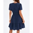 thumbnail image 6 of BTFBM Womens Spring Casual Mini Dresses Lightweight Short Sleeve V Neck Elastic Waist Cute Boho Beach Dress Pockets, 6 of 7