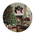 thumbnail image 4 of Orinice Christmas Tree Stockings Round Table Cover Stain Resistant Washable Indoor Outdoor Tablecloth Kitchen Dining Wedding Parties 100% Polyester Fiber 38-42, 4 of 8