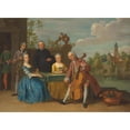 thumbnail image 2 of Balthasar Beschey 14x11 Black Ornate Wood Framed Double Matted Museum Art Print Titled: An Elegant Company, Traditionally Identified as the Wedding of Jacob Johannes Cremers, All Seated and, 2 of 5