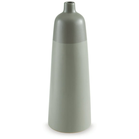 Signature Design by Ashley Peerland Vase, 15 Inch Sage Green Ceramic Decorative Accent