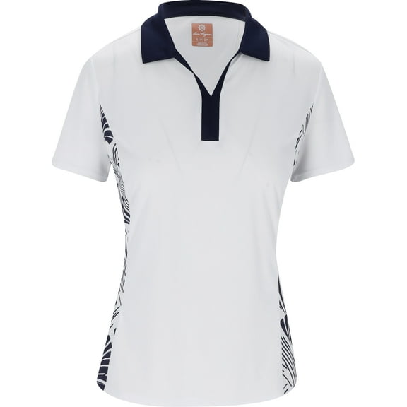 Ben Hogan Leaf Print Blocked Bright White/Multi Shirt Women L