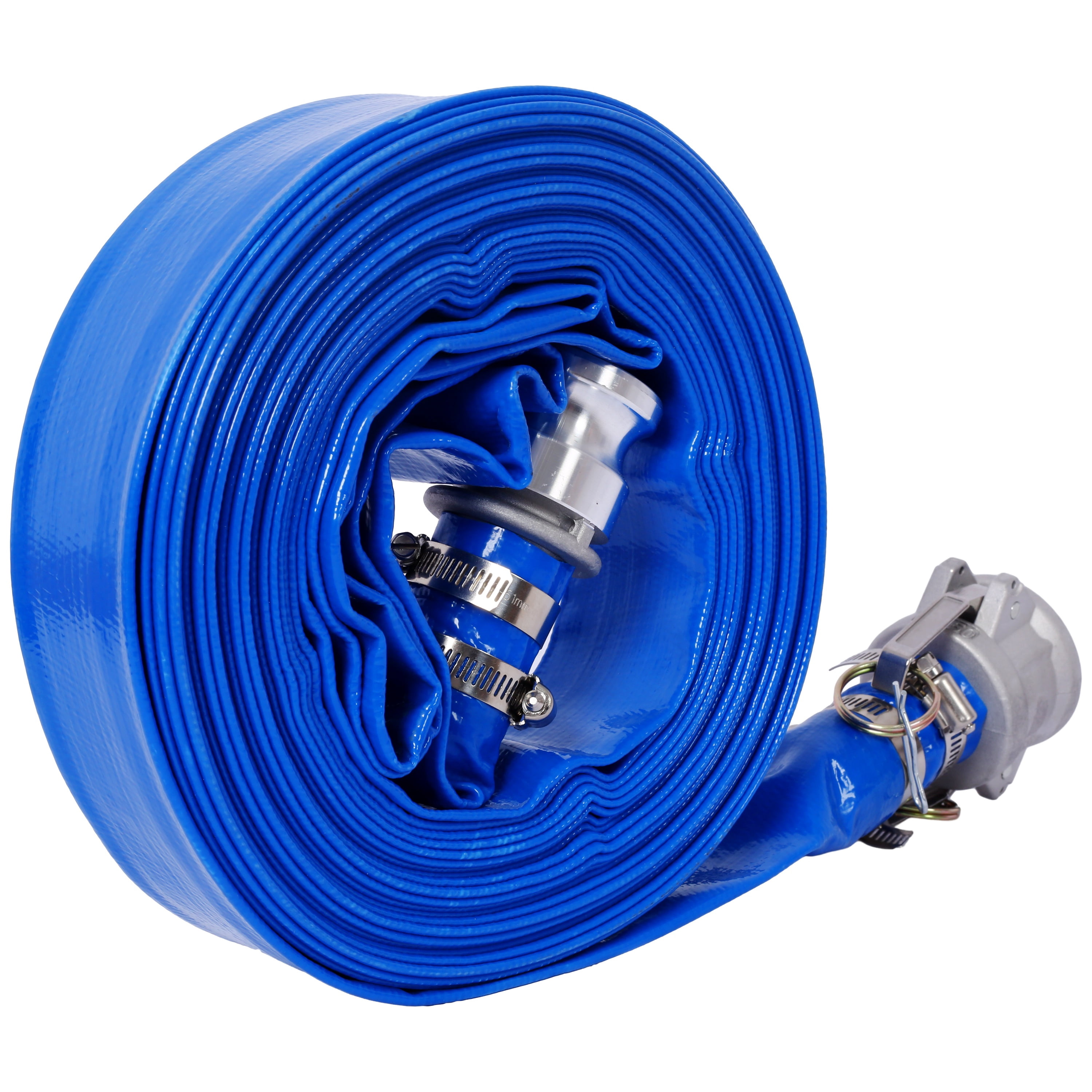 50ft x 2in Heavy-Duty PVC Discharge Hose with Aluminum Camlock Couplings (Type E & C) – for Pool, Irrigation, Industrial & Marine Use