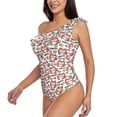 thumbnail image 5 of Daiia Happy Foxy Faces Women's One Piece Swimsuits Personalized One Shoulder Swimwear Asymmetric Ruffle Bathing Suits-XX-Large, 5 of 8