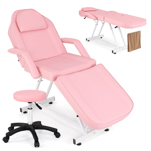 Gymax 73'' Facial Chair w/ Hydraulic Stool Adjustable Backrest & Legrest
