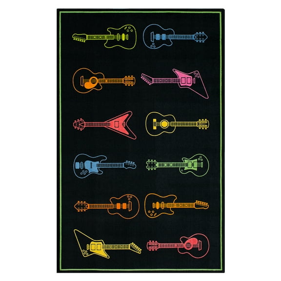 Mohawk Home Neon Tunes Printed Indoor Area Rug in Black, 3'4"x5'