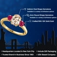 thumbnail image 2 of Gem Stone King 10K Yellow Gold Peach Morganite and Red Ruby Engagement Ring for Women | 1.70 Cttw | Oval 8X6MM | Gemstone October Birthstone | Size 9, 2 of 6