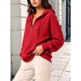 thumbnail image 5 of Women's Hoodies Fall Fashion Outfits Workout Sweatshirts Y2k Winter Zip Up Jackets Oversized Tops Red S, 5 of 7