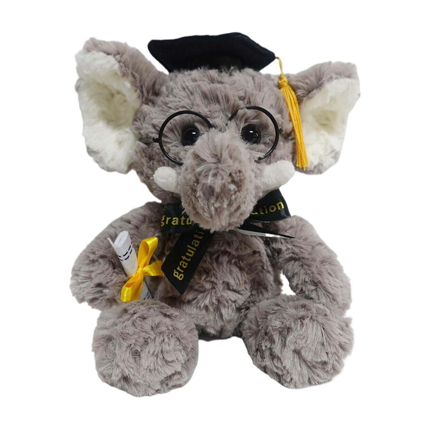 Way to Celebrate Small Curly Plush Elephant Grey, 9inch