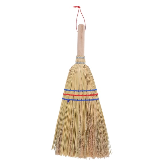 WEUVEB Heavy Duty Straw Whisk Broom with Short Handle for Patio and Deck Sweeping