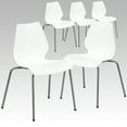 thumbnail image 3 of BizChair 5 Pack 770 lb. Capacity White Stack Chair with Lumbar Support and Silver Frame, 3 of 15