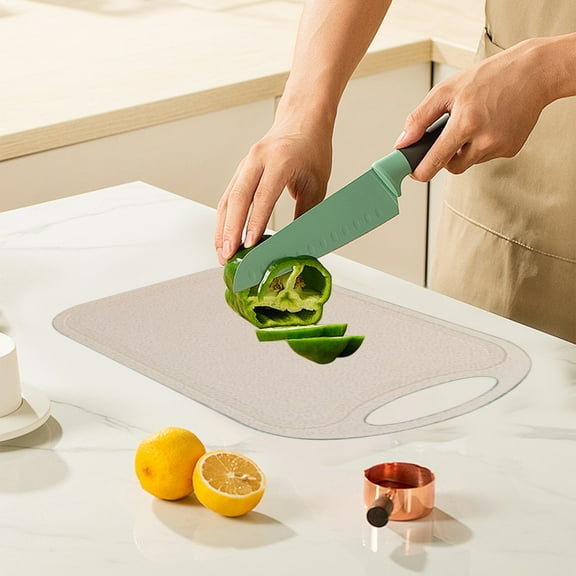 COFEST Cutting Boards for Kitchen Cutting Boards Plastic Cutting Board Non-Slip Kitchen Chopping Board with Hanging Hole Handle for Meat Veggies Cutting Board Beige