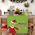 thumbnail image 1 of Camino de mesa verde con temática de Grinch: perfecto para la decoración de habitaciones navideñas y festivas de invierno. Camino de mesa navideño de Grinch, 1 of 5
