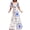 Blue, variant on Women's Floral Square Neck Puff Sleeve Maxi Dress with Ruffle Hem in Polyester Fabric for Everyday Wear Summer