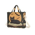 thumbnail image 7 of FORMRS Womens Corduroy Tote Bag Crossbody Shoulder Handbag with Pocket, Orange Halloween Cat, 7 of 7