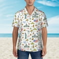 thumbnail image 2 of Rateoe America Landmarks Pattern Men’s Hawaiian Shirt – Short Sleeve Button-Down Tropical Beach Shirt, Lightweight & Breathable Casual Aloha Shirt with Pocket,Large, 2 of 7