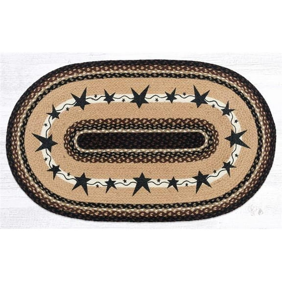 Earth Rug 88-28-313PSB 2 x 8 ft. OP-313 Primitive Star Black Oval Patch Braided Rug