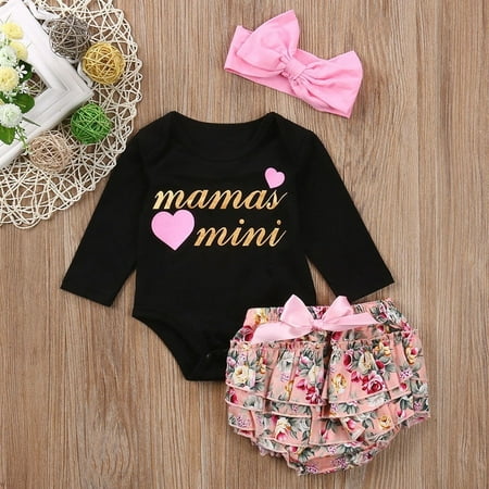 

Newborn Baby Girls Clothes Romper Jumpsuit Bodysuit+Diaper Cover Pants Outfits