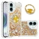 thumbnail image 1 of Funda para iPhone 16 Plus con Brillo Líquido Flotante, Purpurina, Parachoques y Anillo Giratorio Soporte, 1 of 5