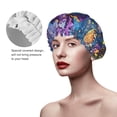 thumbnail image 2 of Kdxio Cosmic Purple Irises Print Shower Cap for Women,Elastic and Reusable,Double Waterproof Layers Bathing Hat, 2 of 6