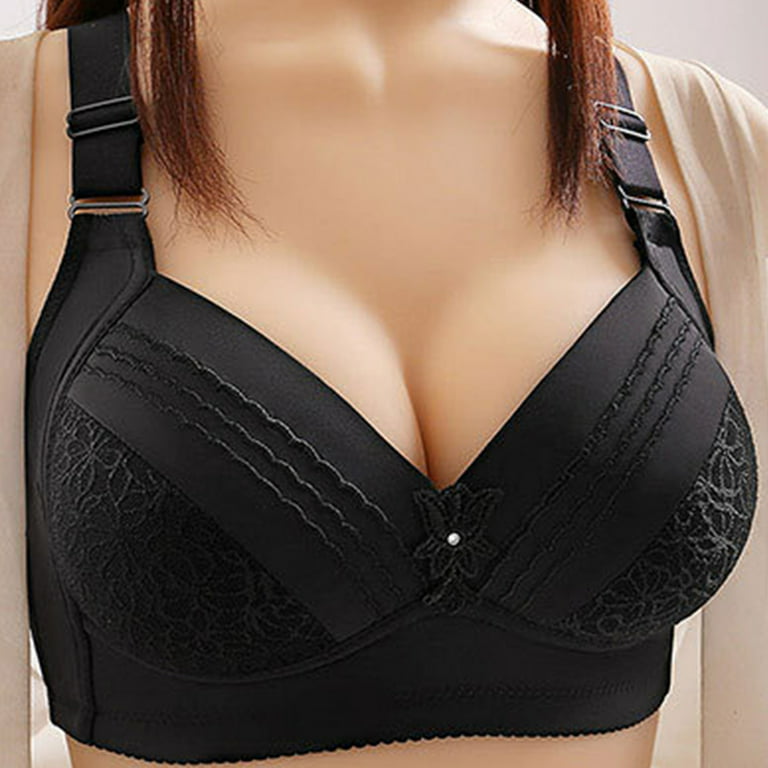 Plus Size Thick-padded Bra, Wire-free, Seamless, Push Up, Anti Sagging,  Side-buckle, Gathered, Reducing, For Women With Big Bust